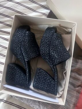 Imagine by Vince Camuto Woven Open-Toe Block Heel Sandals - Black